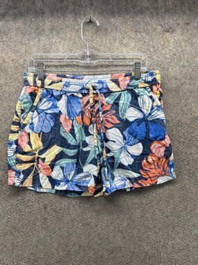 Tommy Bahama Shorts Womens Small Multicolor Tropical Floral Linen Drawstring